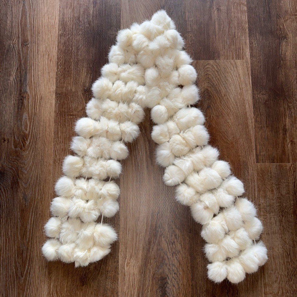 Elegant Cream Pom-Pom Scarf